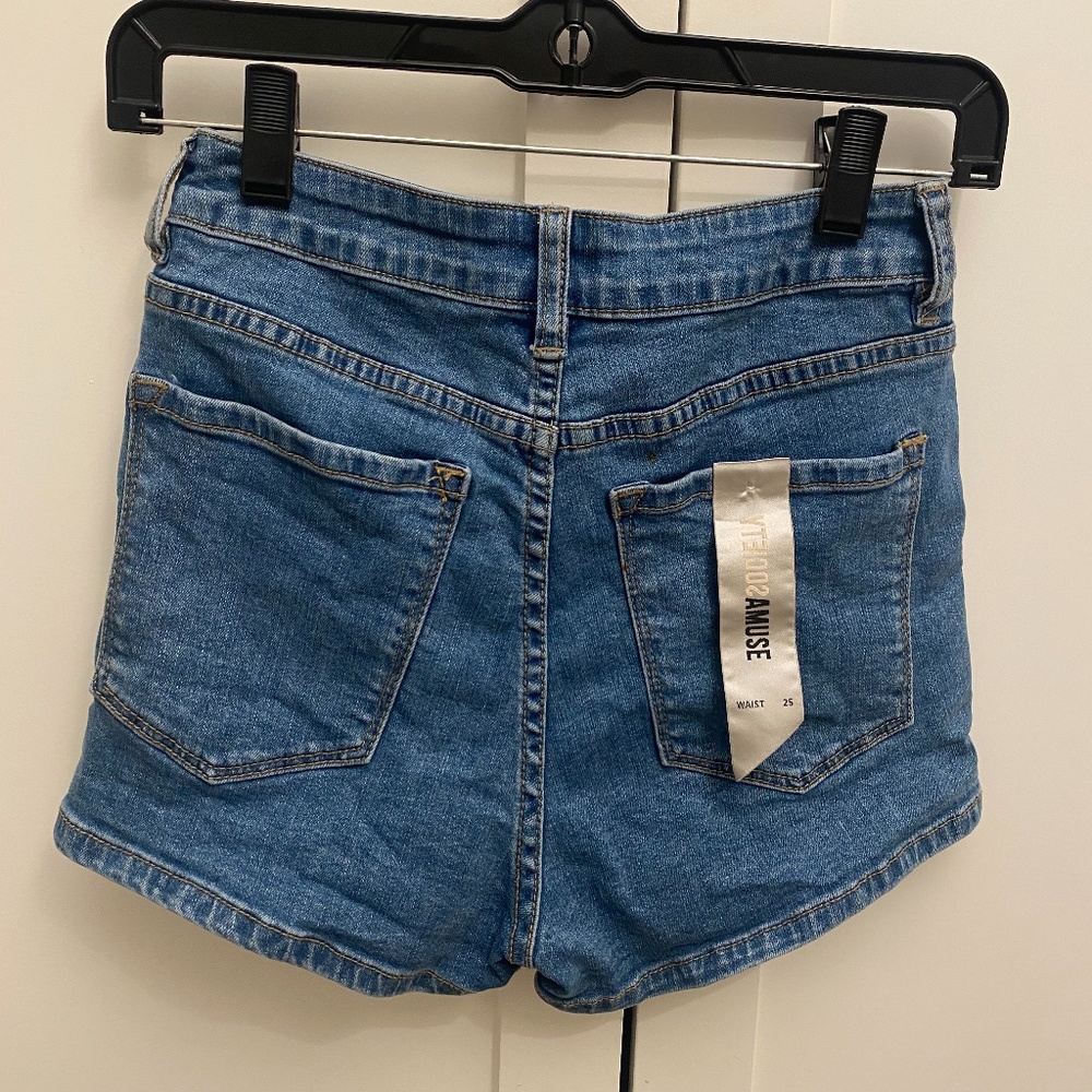 Amuse Society Blue Denim High Waisted Shorts
